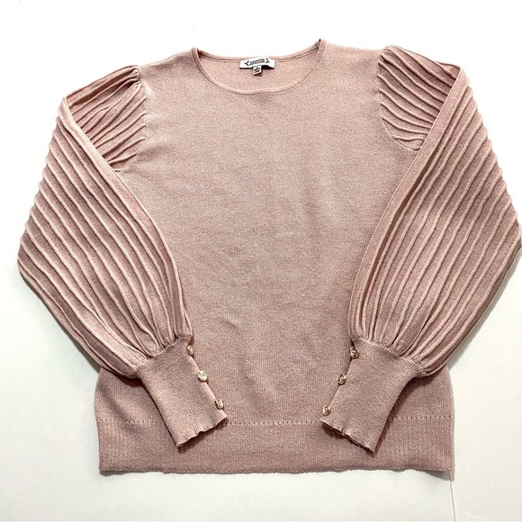 Nanette Lapore Pink Blush Sweater Medium Shimmery Long Rib Sleeves Light - Picture 6 of 15